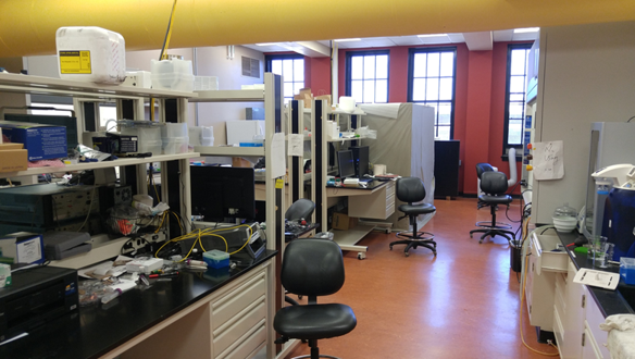 Photo of wet lab workspaces